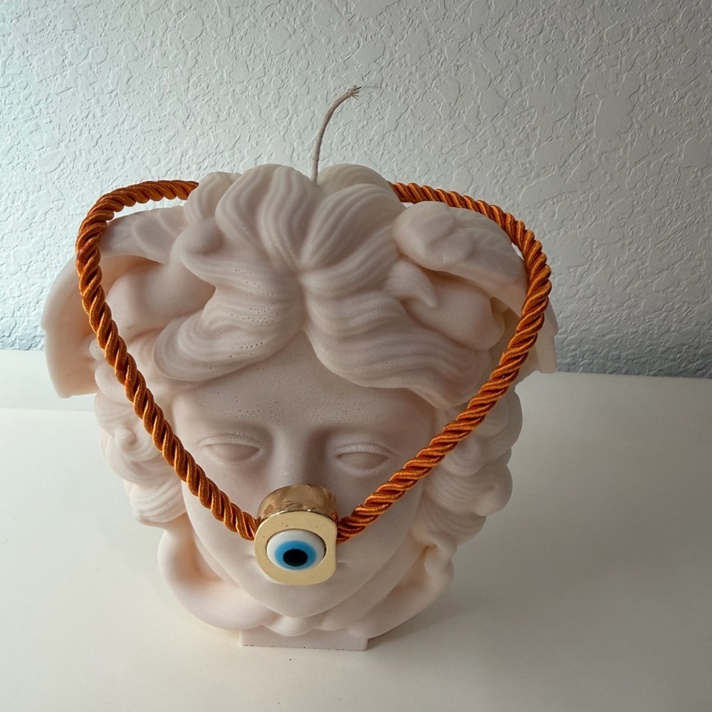 Protective Evil Eye Necklace Orange Rope Layered Bohemian Jewelry